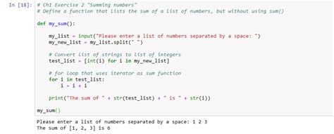 sum function of list in python