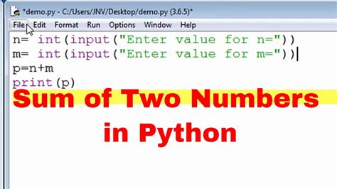 sum of 2 numbers in python code