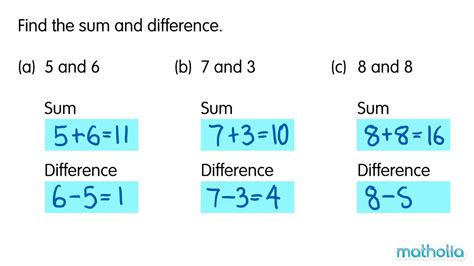 sum of 9 and difference of 5