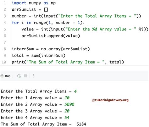 sum of array elements in python