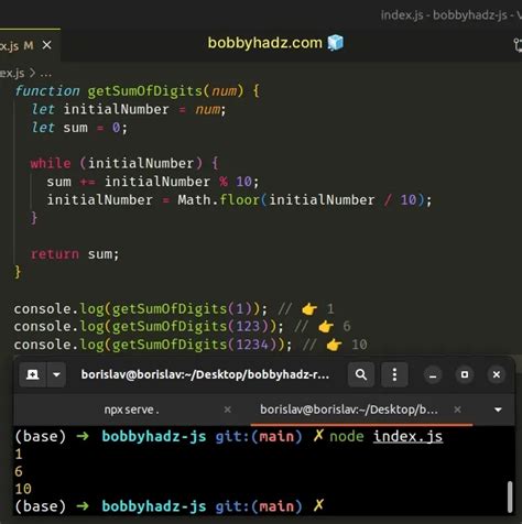 sum of digits of a number in javascript using for loop