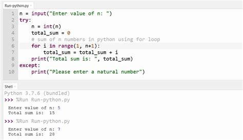 sum of numbers from 1 to 100 in python using for loop