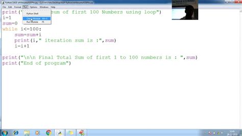 sum of numbers from 1 to 100 in python using while loop