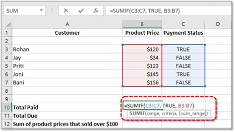 Sum Range In Sumif Excel