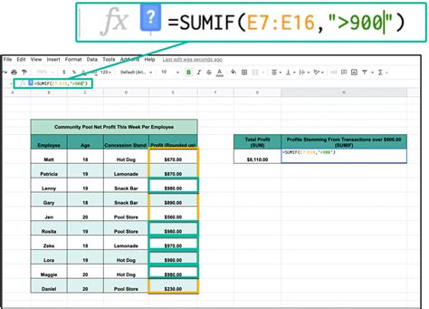 sum values in column google sheets