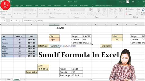 Sumif Function In Excel Hindi