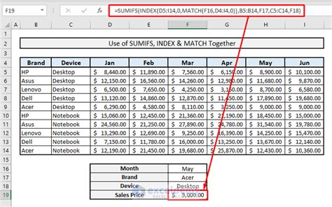 sumif index match multiple columns excel