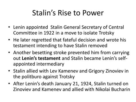 summarize joseph stalin's rise to power