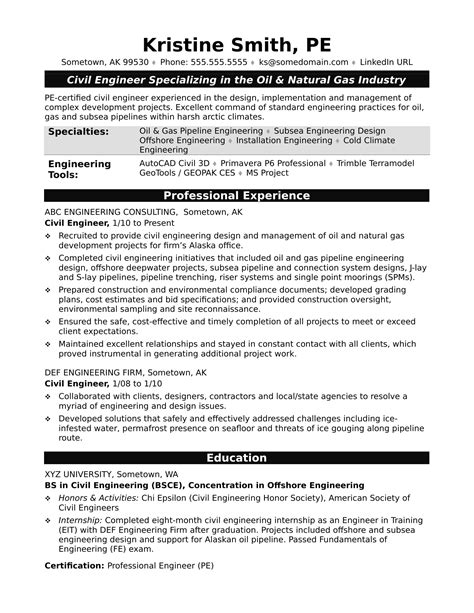 Profile Summary For Civil Engineer Resume Structural