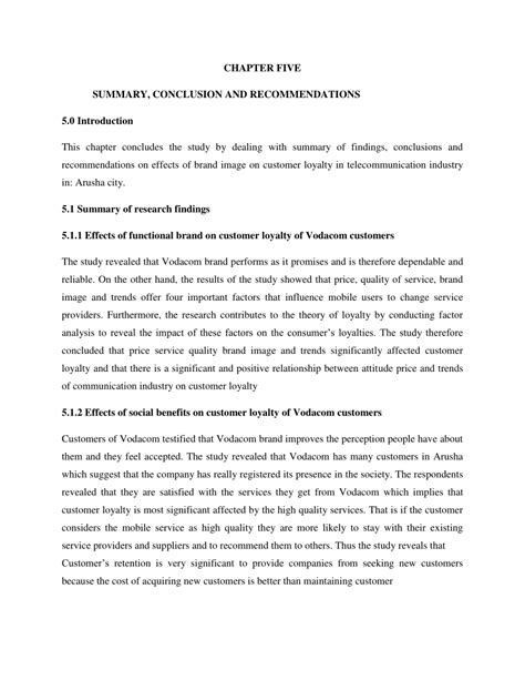 summary conclusion and recommendation example