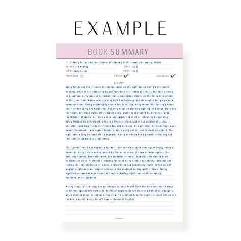 Summary Example For A Book