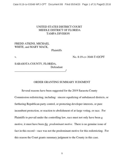 summary judgement examples