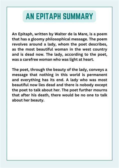 Articles Summary Of An Epitaph Updated