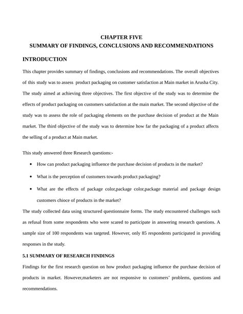 summary of findings example pdf