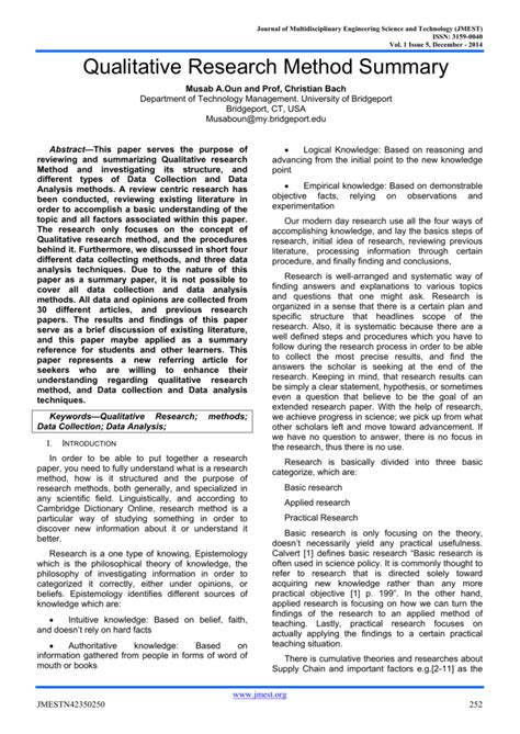 summary of qualitative research methods
