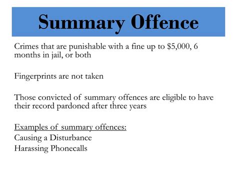 summary offence examples