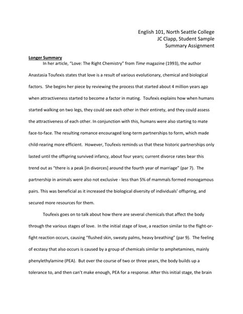 summary paper example for students