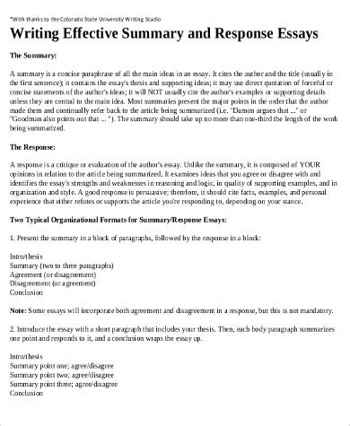 summary response sample