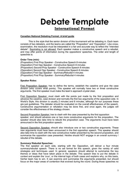 summary speech example debate