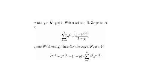 Endliche geometrische Reihe, Einfache Herleitung der Formel über eine