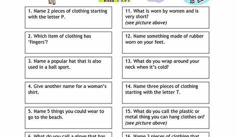 Summer clothes worksheet worksheet