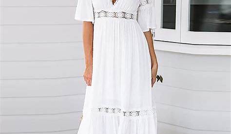 Summer Dress V Neck White