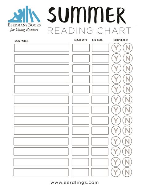 Summer Reading Chart Bookmark free printable! Sugar Bee Crafts