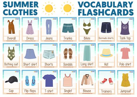Summer Clothes Flashcards Pdf