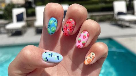summer nails square fruit