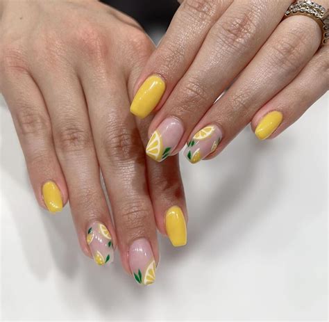 summer nails square lemon