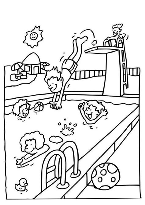 Summer Pool Printable Coloring Pages