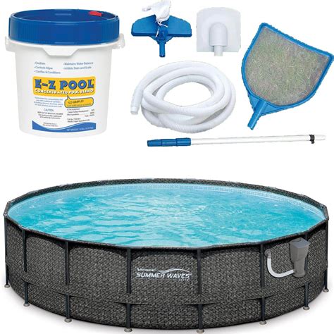 summer waves elite frame pool with skimmerplus filter pump and deluxe kit