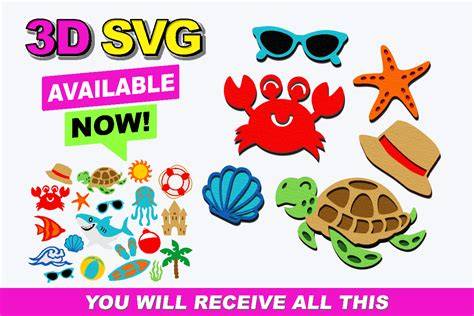 Download summer-beach-elements-3d-svg SVG