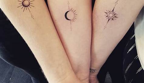 Matching Crescent Sun And Star Temporary Tattoo (Set of 3x2) – Small