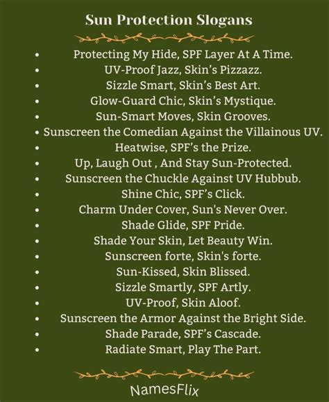 Sun Protection Slogans