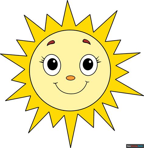 Sun With Face Drawing Easy