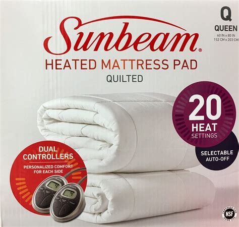 sunbeam heated mattress pad queen