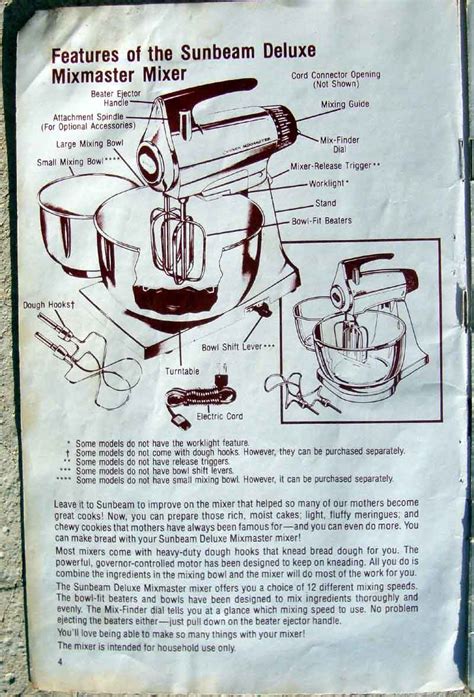 Sunbeam Mixmaster Directions
