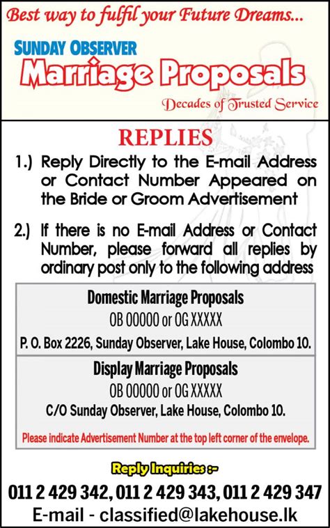 sunday observer marriage proposals online