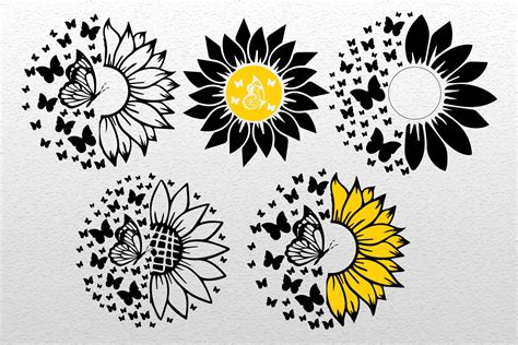 Free 266 Butterfly Sunflower Svg SVG PNG EPS DXF File