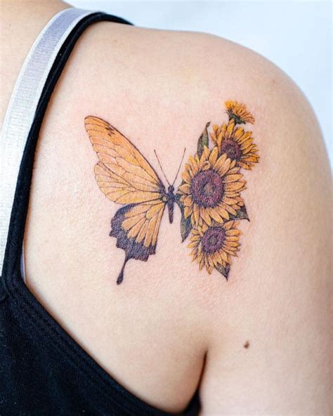 Innovative Sunflower And Butterfly Tattoo Designs 2023