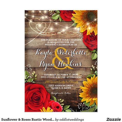 Sunflower and Rose Rustic Quinceanera Invitation Zazzle