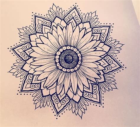 Powerful Sunflower Mandala Tattoo Designs Ideas