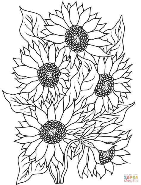 Embroidery Pattern Sunflower Line Art The Graphics Fairy