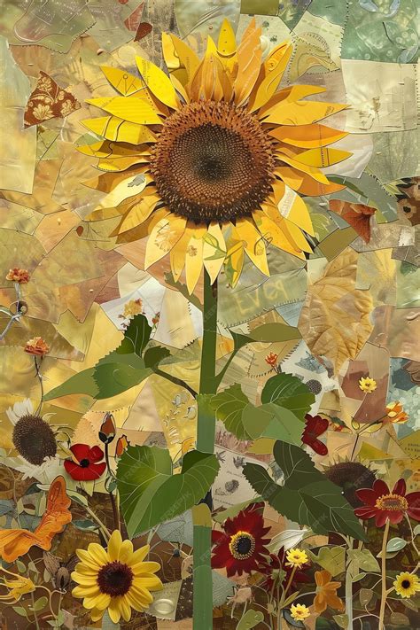Sunflower Collage Drawing