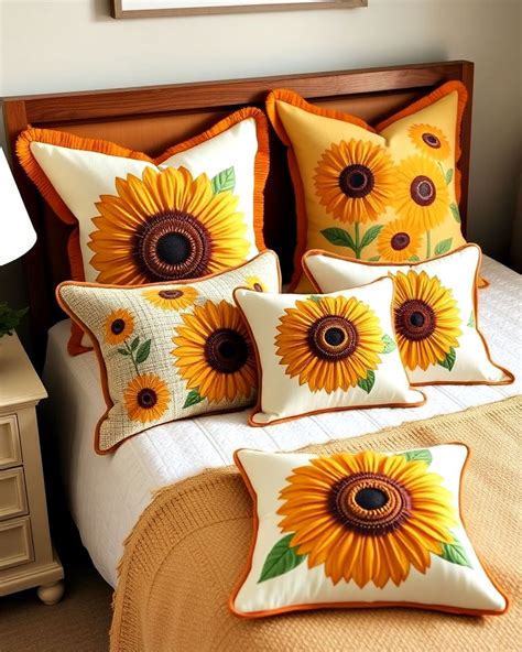 Sunflower Design Throw Pillows