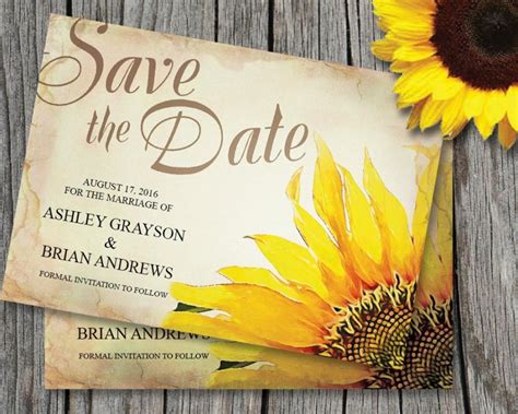 sunflower save the date cards