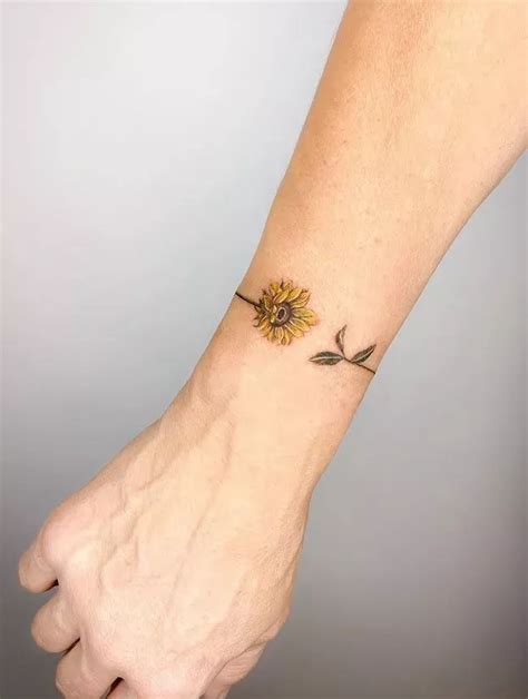 sunflower tattoo small female wrist