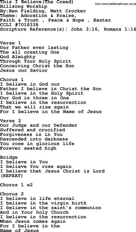 sung version of the creed