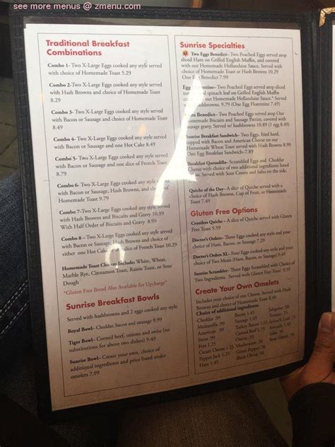 Sunrise Fishers Menu